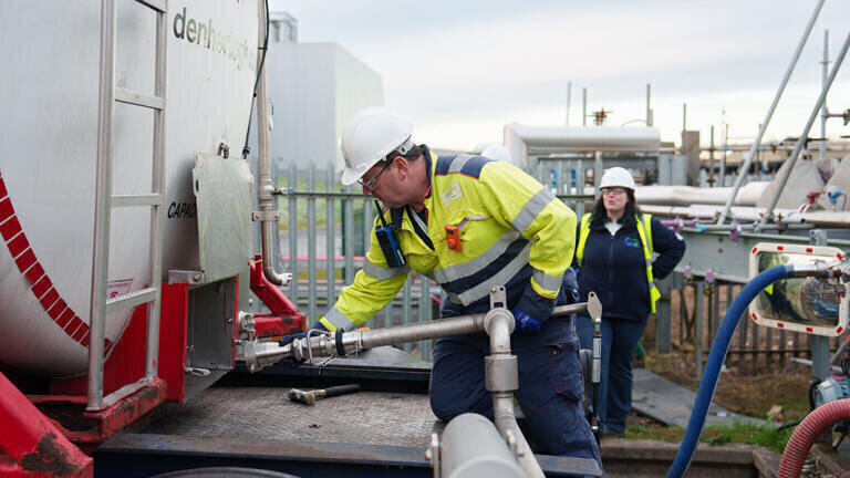 First tanker of sustainably produced bioacetone and biobutanol being filled. (photo ©Ashley Coombes)